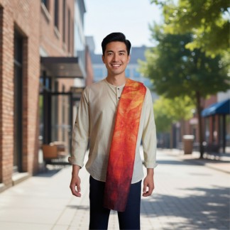 Khăn đũi dài tơ tằm Ánh Dương cam Hổ phách 45*180 cm